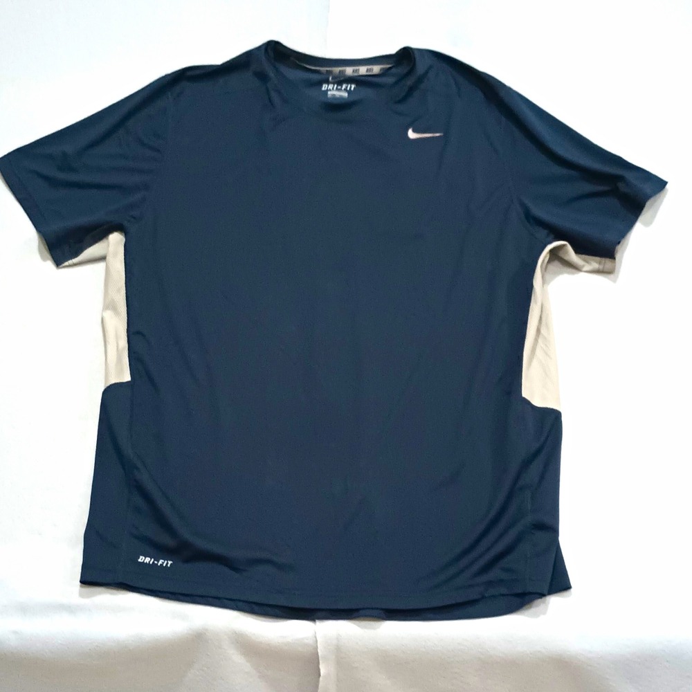 Nike Dri-FIT Men's 2XL Blue/White Colorblock Mesh Moisture Wicking T-Shirt